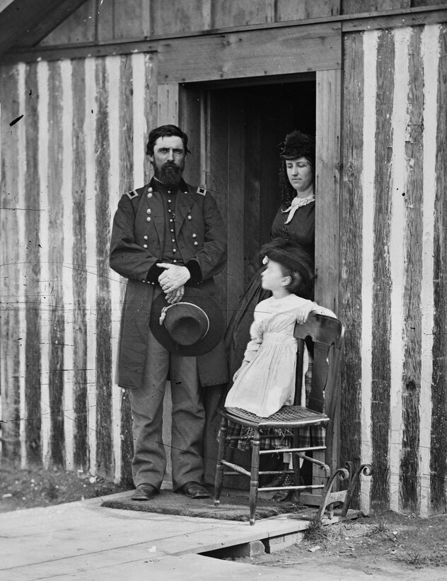 Brig. Gen. John A. Rawlins, pictured at his quarters during the later siege of Petersburg, served as Grant’s adjutant throughout the Vicksburg campaign and was one of his most trusted and valued officers.