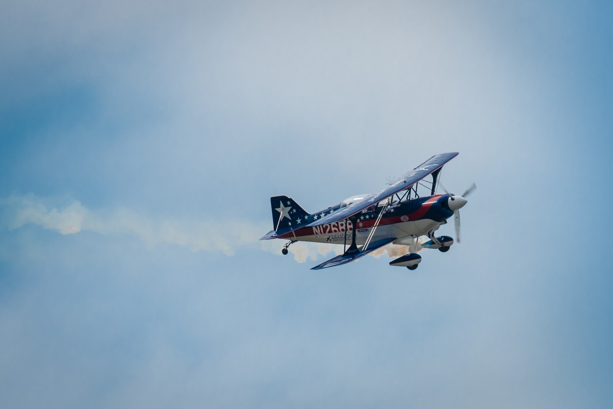 Pilot Billy Werth flies an aerial demonstration in his Pitts S-2C aircraft during the Thunder Over Louisville air show in Louisville, Ky., April 22, 2017.  The event, which features more than a dozen aircraft, has grown to become the largest annual single-day air show in America. (U.S. Air National Guard photo by Lt. Col. Dale Greer)