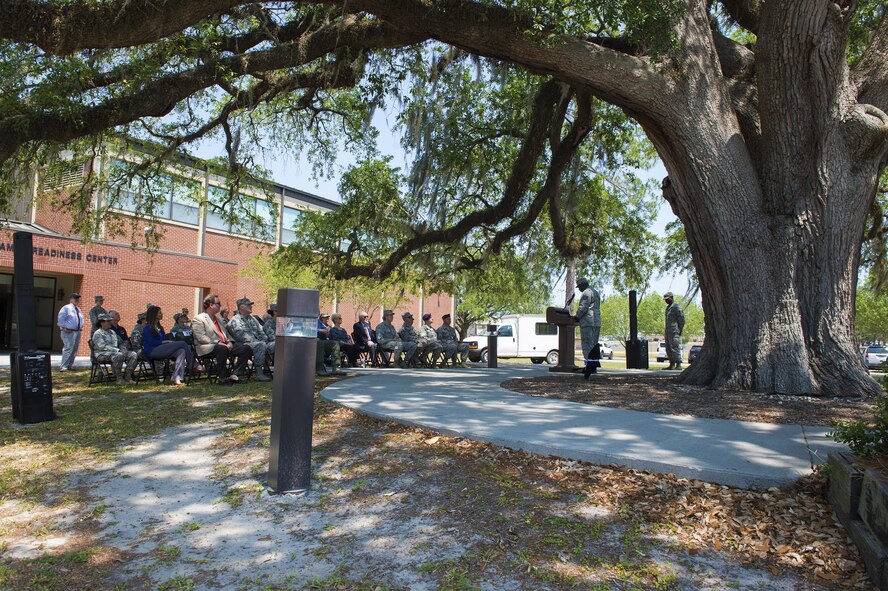 To commemorate its historic legacy, Team Moody and the local community celebrated a tree’s induction into the Live Oak Society registry, earning the name “Flying Tiger Oak,” April 28, 2017, at Moody Air Force Base, Ga. This tree is one of approximately 8,300 nationally registered live oaks across 14 states, known for its prestigious tradition, location and size. Dr. Lucy Greene, Moody Support Committee executive director, reached out to community leaders about getting the tree recognized, which was accepted for its significance of pre-dating Moody AFB and being symbolic of the communities’ bond. 