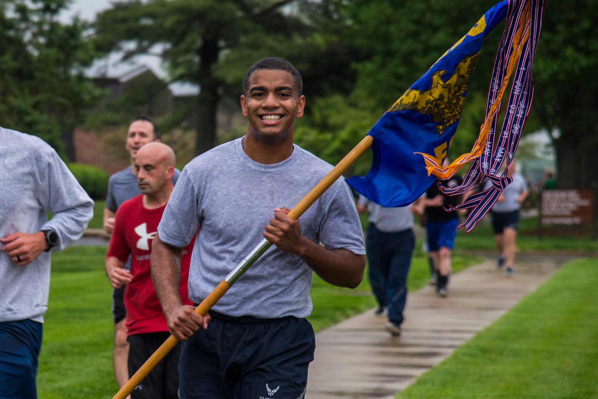Members of Team Scott gathered together to participate in the “Strike Out Violence 1.5 Mile Run/Walk” on April 28 at the Scott Air Force Base Parade Field. The purpose of this event was to help consolidate all the awareness efforts for violence prevention during April. (U.S. Air Force photo by Senior Airman Tristin English)