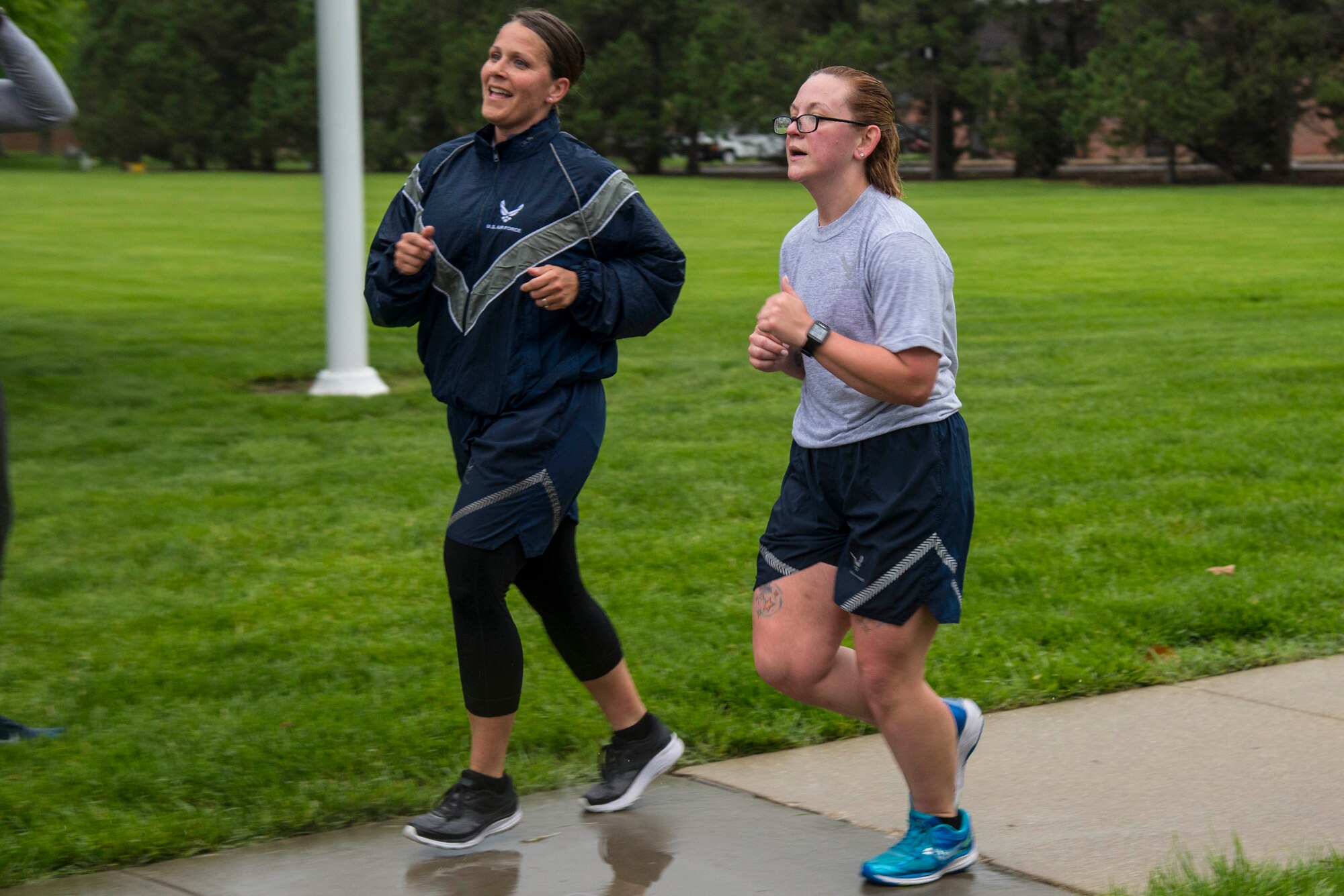 Members of Team Scott gathered together to participate in the “Strike Out Violence 1.5 Mile Run/Walk” on April 28 at the Scott Air Force Base Parade Field. The purpose of this event was to help consolidate all the awareness efforts for violence prevention during April. (U.S. Air Force photo by Senior Airman Tristin English)