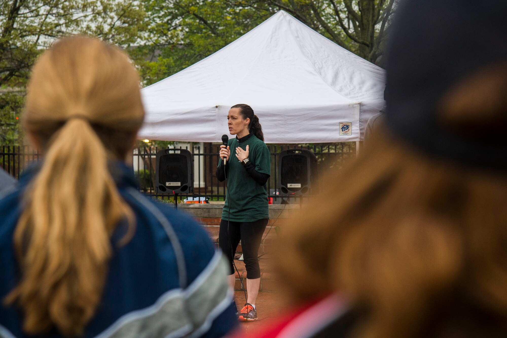 Members of Team Scott gathered together to participate in the “Strike Out Violence 1.5 Mile Run/Walk” on April 28 at the Scott Air Force Base Parade Field. The purpose of this event was to help consolidate all the awareness efforts for violence prevention during April. (U.S. Air Force photo by Senior Airman Tristin English)