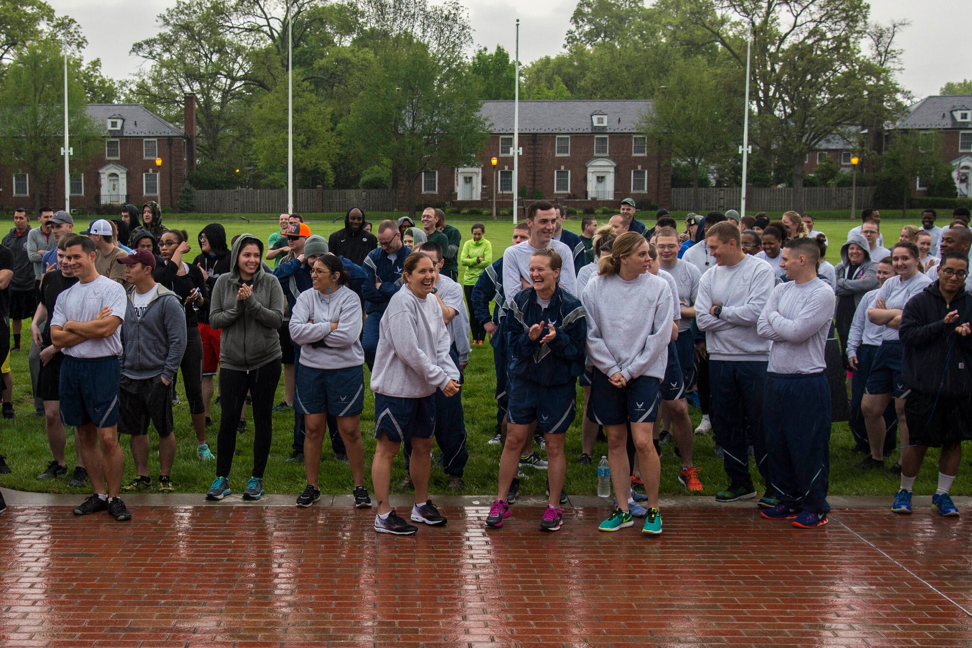 Members of Team Scott gathered together to participate in the “Strike Out Violence 1.5 Mile Run/Walk” on April 28 at the Scott Air Force Base Parade Field. The purpose of this event was to help consolidate all the awareness efforts for violence prevention during April. (U.S. Air Force photo by Senior Airman Tristin English)