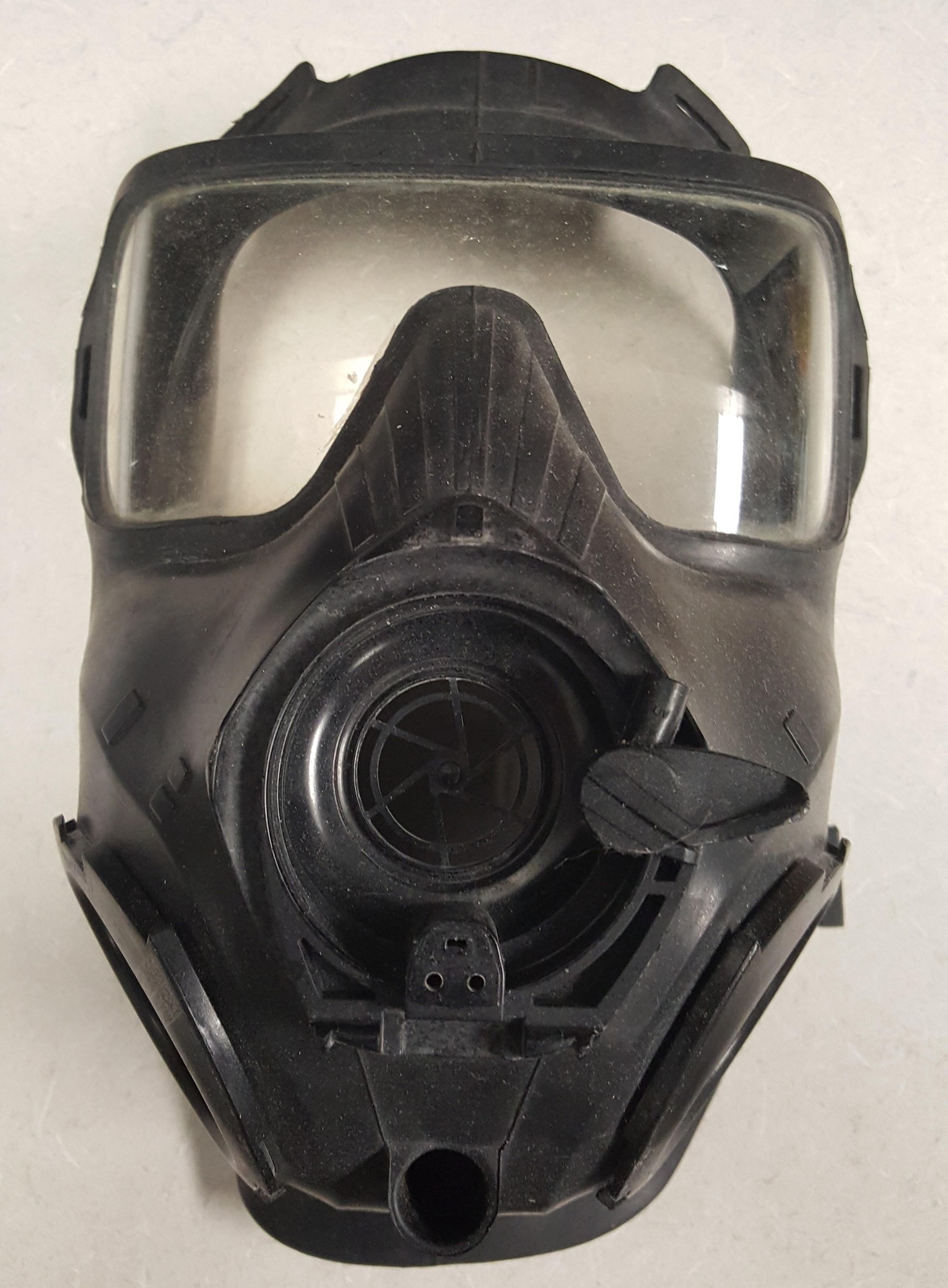 A typical M50 mask before being cleaned and sanitized. (U.S. Air Force photo)