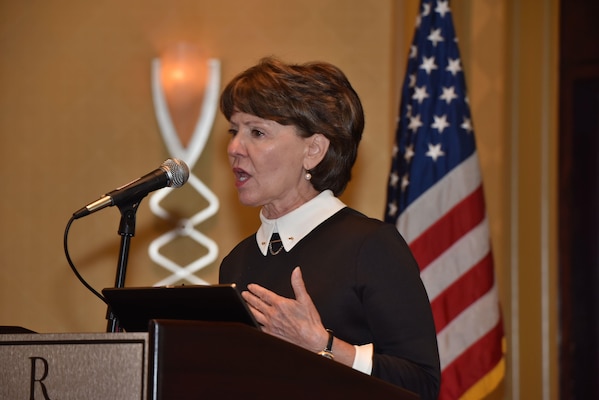 Linda Spadaro, U.S. Army Corps of Engineers, Mobile District, discusses contracting opportunities for small businesses, Nov. 3, during a workshop in Mobile, Ala. In 2016, approximately one-third of the district’s contracts were awarded to small businesses. (Photos by Tim Oberle, USACE Mobile Deputy Public Affairs Officer)