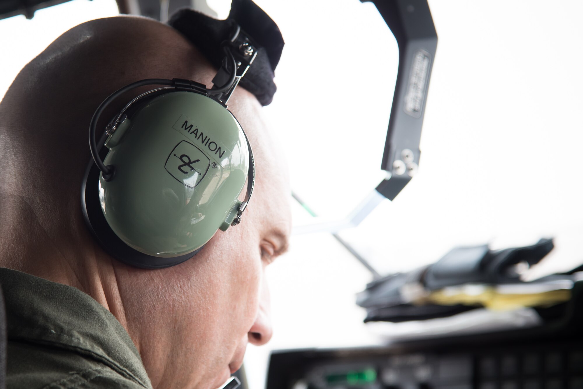 Col. Michael Manion, 403rd Wing Commander checks the controls of a C-130J Super Hercules aircraft during the final flight of his Air Force career May 4, 2017 at Keesler Air Force Base, Mississippi. (U.S. Air Force photo/Staff Sgt. Heather Heiney)