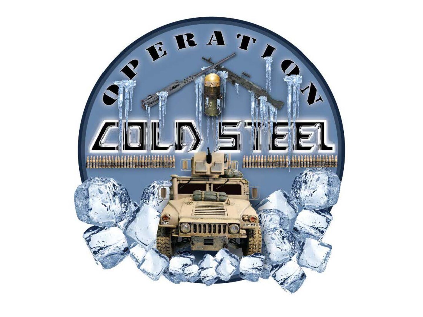 The official logo shows the actual weapons and vehicle used in the exercise, along with references to the participating Army Reserve units.