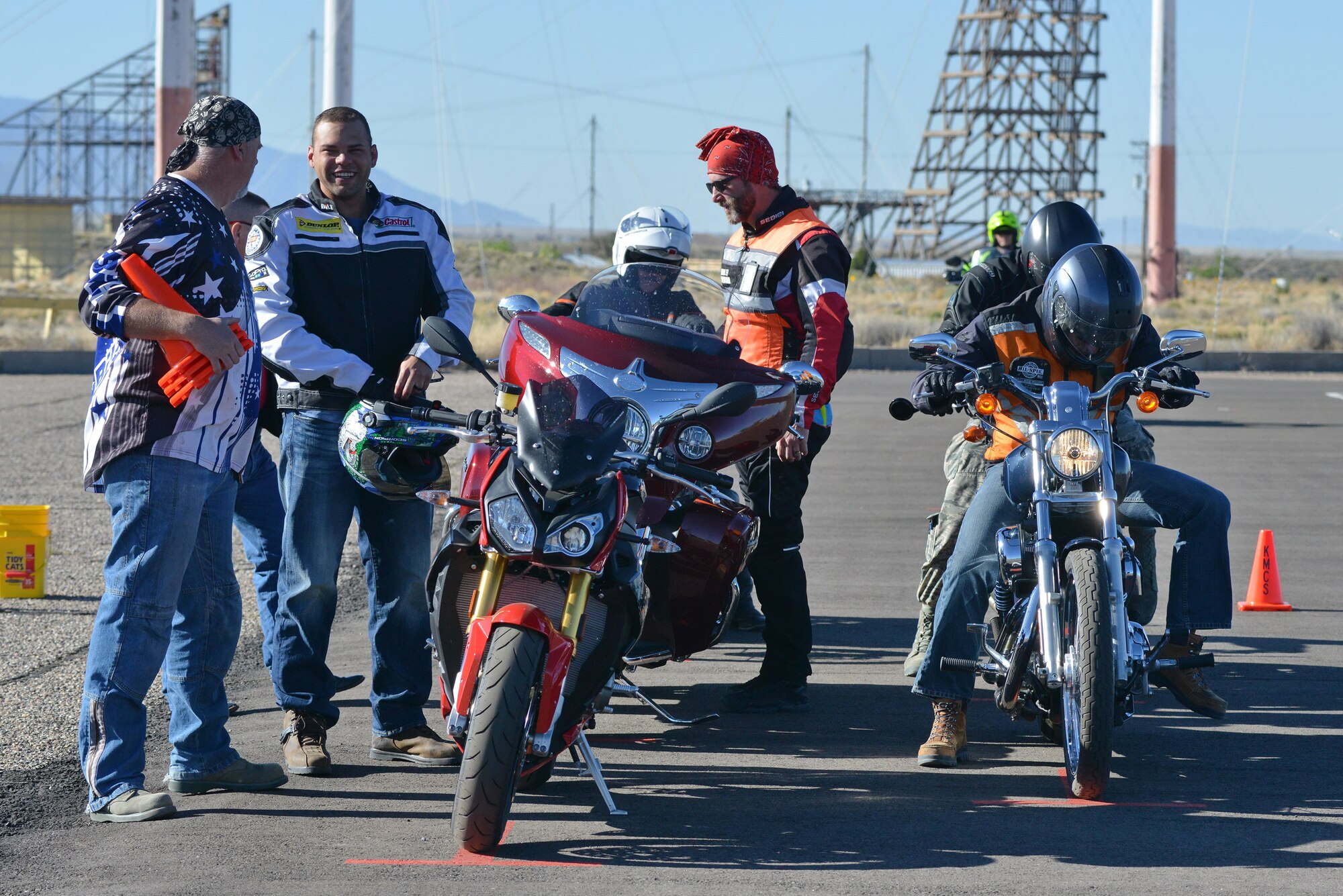 Cyclists participate in Kirtland's Motorcycle Safety Foundation’s basic rider course. To sign up for a Rider Course, go to https://sites.google.com/site/kafbriders. The courses are free and required by the Air Force for anyone wishing to ride on base. 