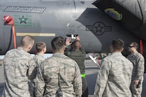 EIELSON AIR FORCE BASE, Alaska – U.S. Air Force Staff Sgt. Ryan Merritt, a 335th Aircraft Maintenance Unit crew chief assigned to Seymour Johnson Air Force Base, N.C., familiarizes members of the 354th Civil Engineer Squadron fire department on an F-15E Strike Eagle dual-role fighter aircraft assigned to the 335th Fighter Squadron, May 4, 2017, during NORTHERN EDGE 2017 (NE17), at Eielson Air Force Base, Alaska. NE17 is Alaska’s premier joint training exercise designed to practice operations, techniques and procedures as well as enhance interoperability among the services. Thousands of participants from all the services, Airmen, Soldiers, Sailors, Marines and Coast Guardsmen from active duty, Reserve and National Guard units are involved. (U.S. Air Force photo/Staff Sgt. Ashley Nicole Taylor)