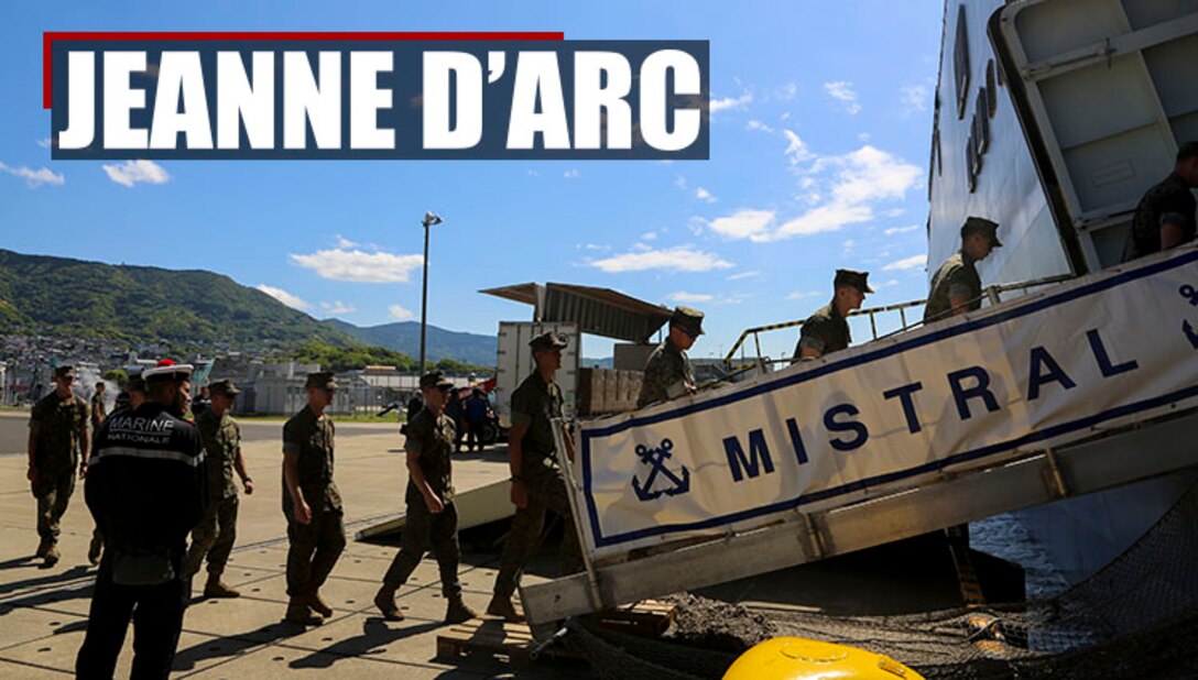 U.S. Marines and Sailors with India Company, 3rd battalion, 8th Marines, 3rd Marine Division, prepare to embark on the French ship BPC Mistral from Sasebo, Japan, May 4, 2017. Marines and Sailors join the amphibious forces of Japan, France and the United Kingdom, to execute Jeanne D’Arc an annual French led exercise aimed at strengthening strategic partnerships and exercising freedom of navigation operations across the Indo-Asia-Pacific region. 