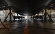 A C-5M Galaxy aircraft rests on six fuselage jacks for main landing gear on Ramstein Air Base, Germany, May 3, 2017. Each jack can hold up to 60 tons, equally 720,000 pounds, and a typical C-5 weighs 415,000 pounds. The aircraft was jacked to inspect and repair the number four main landing gear. (U.S. Air Force Senior Airman Tryphena Mayhugh)