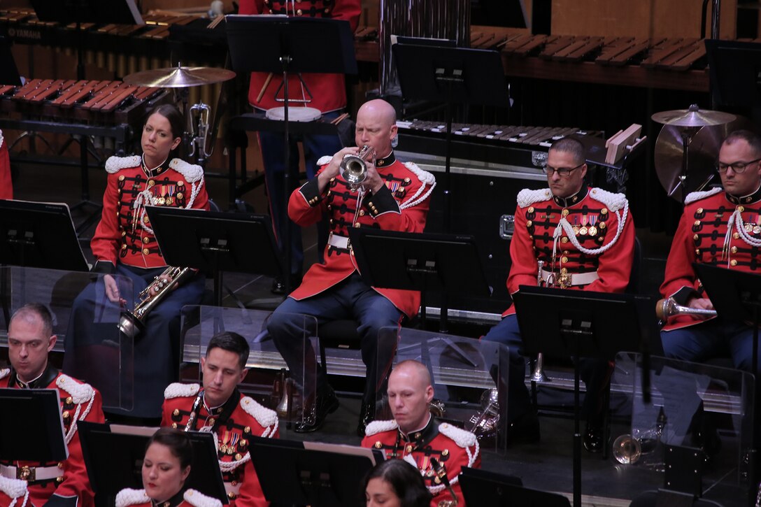 On May 7, 2017 the Marine Band performed a concert called "Arioso" which highlighted music inspired by the connection between the human voice and instruments. Featured selections included Joseph Schwantner's and the mountains rising nowhere and James Stephenson's Symphony No. 2, Voices. (U.S. Marine Corps photo by Master Sgt. Kristin duBois/released)
