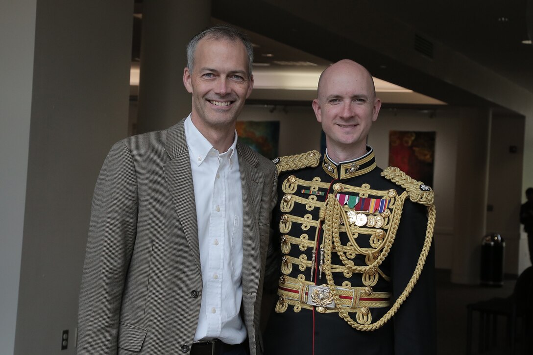 On May 7, 2017 the Marine Band performed a concert called "Arioso" which highlighted music inspired by the connection between the human voice and instruments. The featured selection included James Stephenson's (pictured) Symphony No. 2, Voices.  (U.S. Marine Corps photo by Master Sgt. Kristin duBois/released)