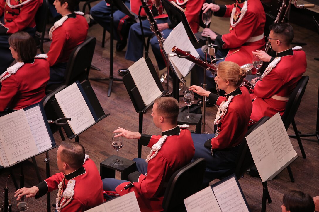 On May 7, 2017 the Marine Band performed a concert called "Arioso" which highlighted music inspired by the connection between the human voice and instruments. Featured selections included Joseph Schwantner's and the mountains rising nowhere and James Stephenson's Symphony No. 2, Voices. (U.S. Marine Corps photo by Master Sgt. Kristin duBois/released)