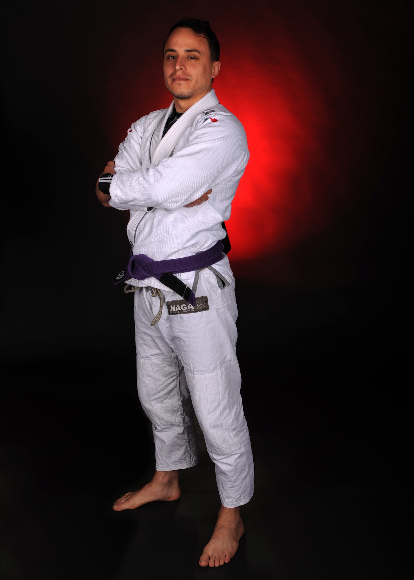 Staff Sgt. Peter Beyer, 19th Civil Engineer Squadron firefighter, teaches Airmen Brazilian Jiu Jitsu, Monday—Thursday at the Fitness Center on Little Rock Air Force Base, Ark. Beyer has trained in Brazilian Jiu Jitsu for seven years and has acquired a purple belt in the martial art. (U.S. Air Force photo by Airman 1st Class Kevin Sommer Giron)
