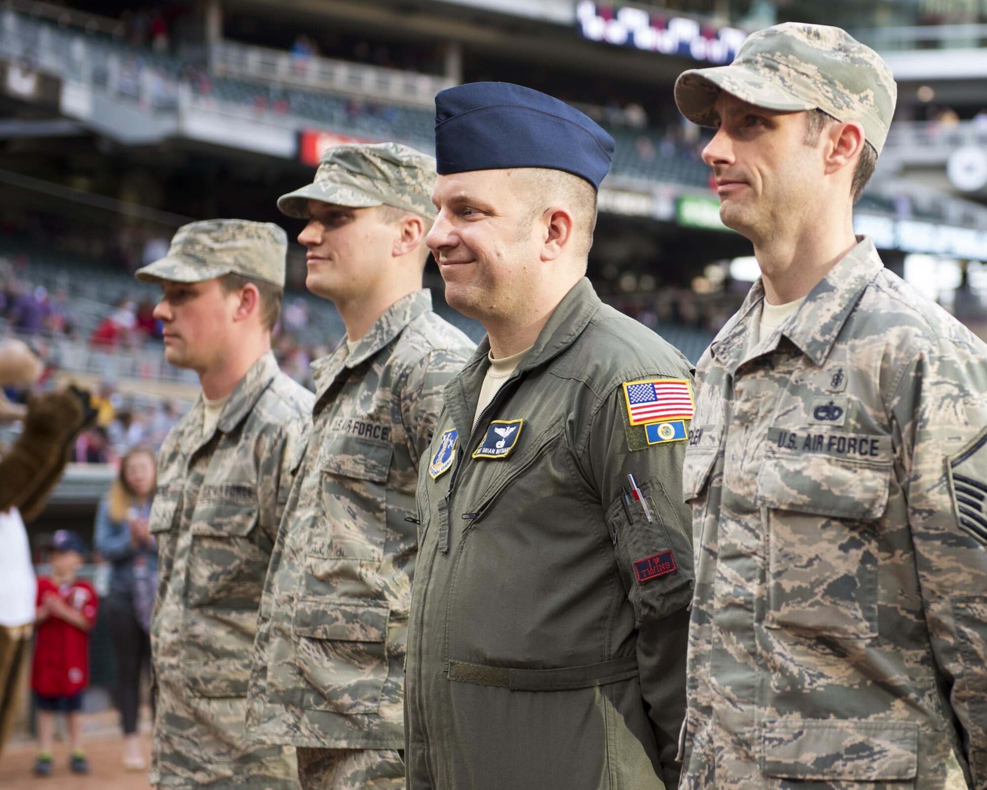 Outstanding airmen from the 133rd Airlift Wing were recognized before a Minnesota Twins home game at Target Field in Minneapolis, Minn., May 2, 2017. These stellar airman were selected for being dedicated to their missions, while being leaders in both the Minnesota Air National Guard and in their communities.
(U.S. Air National Guard photo by Tech. Sgt. Austen R. Adriaens/Released)