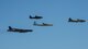 A B-52 Stratofortress, B-17 Flying Fortress, B-29 Superfortress and B-25 Mitchell perform a flyby at the 2017 Barksdale Air Force Base Airshow, May 6. This was the first time in history that all four of these bombers appeared in the same formation. (U.S. Air Force photo/Senior Airman Curt Beach)