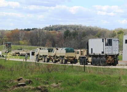 Service members at Fort McCoy for training in the 86th Training Division’s Warrior Exercise 86-17-02 convoy equipment in tactical vehicles to Improved Tactical Training Base Liberty on North Post during exercise operations May 3, 2017, at Fort McCoy, Wis. Nearly 6,000 Soldiers participated in the Warrior Exercise that focuses on realistic and austere operational environments. The exercise is aimed at testing and developing leaders at every echelon. One of the key objectives for the 2017 Warrior Exercise was to enable units at the platoon level to succeed in a tactical environment when faced with the stressors of combat. (U.S. Army Photo by Scott T. Sturkol, Public Affairs Office, Fort McCoy, Wis.)