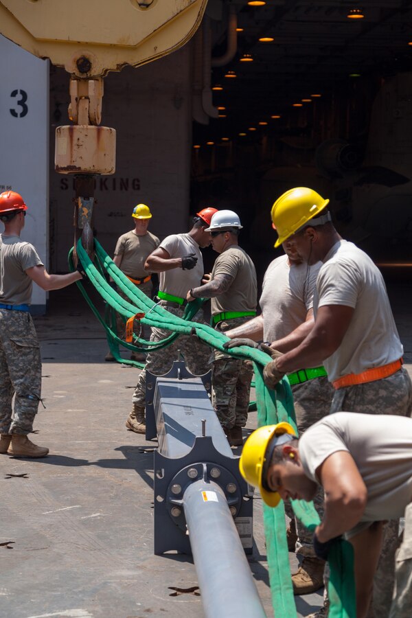 U.S. Soldiers prepare crane loading equipment during Balikatan 2017 in Subic Bay, Zambales, May 1, 2017. Balikatan is an annual U.S.-Philippine bilateral military exercise focused on a variety of missions, including humanitarian assistance and disaster relief, counterterrorism, and other combined military operations. 