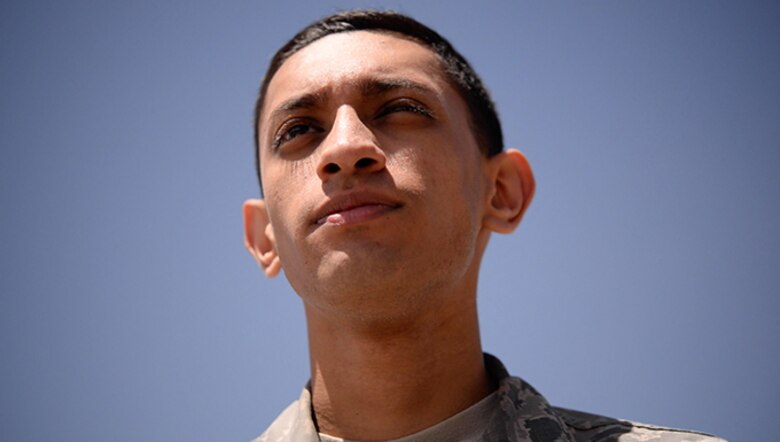 Airman 1st Class Ghamanpreet Ahluwalia, 309th Fighter Squadron weapons simulation technician, poses for a portrait April 28, 2017, at Luke Air Force Base, Ariz. After being accepted into the U.S. Air Force Academy, Ahluwalia aspires to become a U.S Air Force fighter pilot. (U.S. Air Force photo by Airman 1st Class Alexander Cook) 