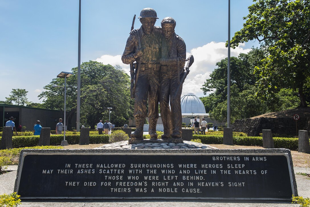 U.S. military and Philippine government officials attend a ceremony to mark the 75th anniversary of the fall of Corregidor to the Japanese during World War II on Corregidor, Cavite, May 6, 2017. The ceremony was held to commemorate the Marines, Soldiers, Sailors and Filipinos who fought and sacrificed to defend the Philippines during World War II. 