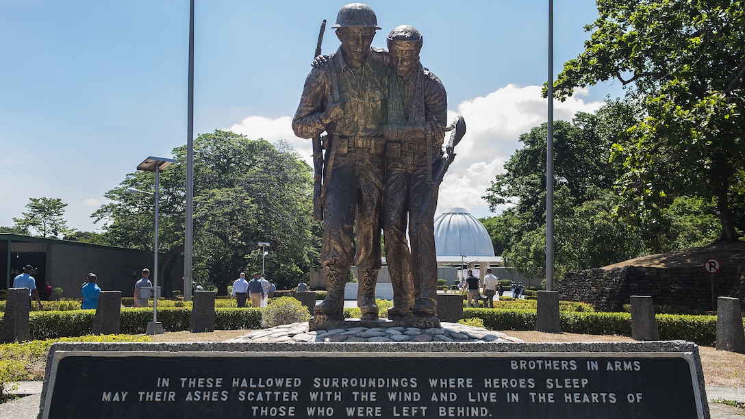 U.S. military and Philippine government officials attend a ceremony to mark the 75th anniversary of the fall of Corregidor to the Japanese during World War II on Corregidor, Cavite, May 6, 2017. The ceremony was held to commemorate the Marines, Soldiers, Sailors and Filipinos who fought and sacrificed to defend the Philippines during World War II.