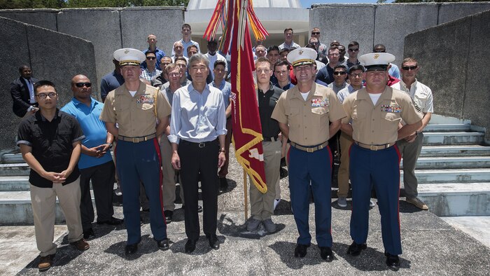U.S. Marines with 4th Marine Regiment pose for a photo with the Honorable Sung Y. Kim, U.S. Ambassador to the Philippines, after a ceremony to mark the 75th anniversary of the fall of Corregidor to the Japanese during World War II on Corregidor, Cavite, May 6, 2017. The ceremony was held to commemorate the Marines, Soldiers, Sailors and Filipinos who fought and sacrificed to defend the Philippines during World War II.
