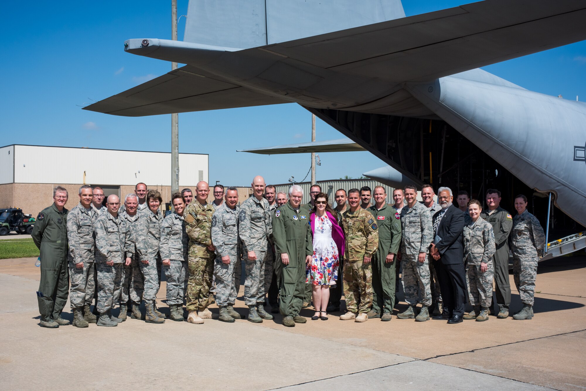 The 137th Special Operatios Wing hosted Lt. Gen. L. Scott Rice, director of the Air National Guard, Chief Master Sgt. Ronald C. Anderson, command chief master sergeant of the Air National Guard, and several other distinguished visitors for a tour of the 137 SOW at Will Rogers Air National Guard Base in Oklahoma City, May 7, 2017. The tour allowed the visitors to not only get a look into the special operations mission of the 137 SOW but also find ways to better serve the Airmen of the Air National Guard. (U.S. Air Force photo by Staff Sgt. Kasey Phipps)