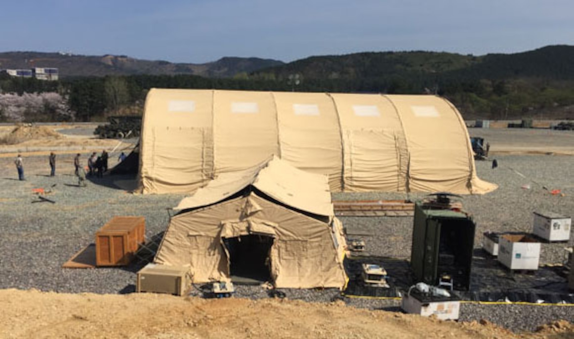 A completed DLA Distribution Expeditionary deployable warehouses, complete with Distribution Standard System.