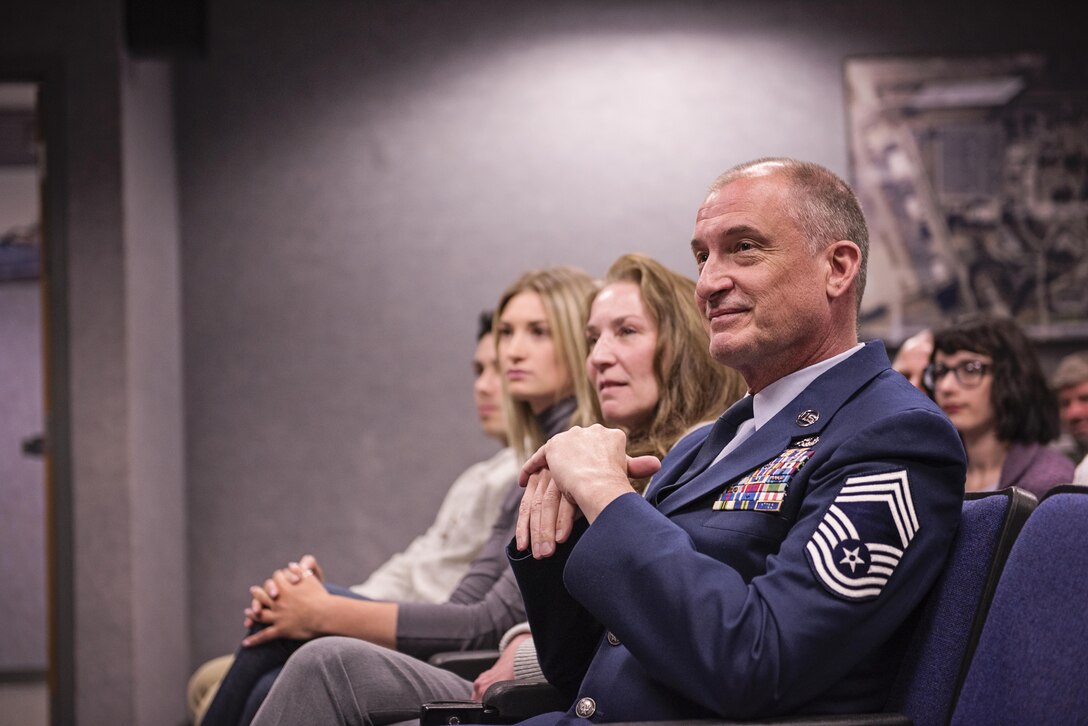 Chief Master Sgt. John C. Youngblood, the C-17 maintenance chief with the 176th Maintenance Squadron, celebrated his retirement at a ceremony on Joint Base Elmendorf-Richardson, Alaska, May 7, after more than 30 years of service . Youngblood spent his entire career in the 176th Maintenance Group of the Alaska Air National Guard's 176th Wing. (U.S. Air National Guard photo by Tech. Sgt. N. Alicia Halla/released)