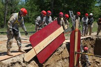 A crew of 468th Fire Fighting Detachment Soldiers shore up the side of a trench in order to extract a mannequin casualty safely during Guardian Response 17 at Muscatatuck Urban Training Center, Indiana on May 7, 2017. 

Nearly 5,000 Soldiers and Airmen from across the country are participating in Guardian Response 17, a multi-component training exercise to validate the military's ability to support Civil Authorities in the event of a Chemical, Biological, Radiological, and Nuclear (CBRN) catastrophe. (U.S. Army Reserve photo by Staff Sgt. Christopher Sofia/Released)