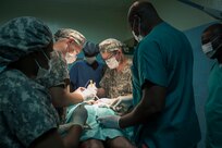MEDRETE 17-3 includes participants from the Chadian government, U.S. Army Africa, and the 3rd Medical Command Deployment Support in Forest Park, Ga. It is the third in a series of medical readiness training exercises that USARAF is scheduled to facilitate in various countries in Africa. The mutually beneficial exercise offers opportunities for the partnered militaries to share best practices and improve medical treatment processes. (U.S. Army Africa photo by Staff Sgt. Shejal Pulivarti)