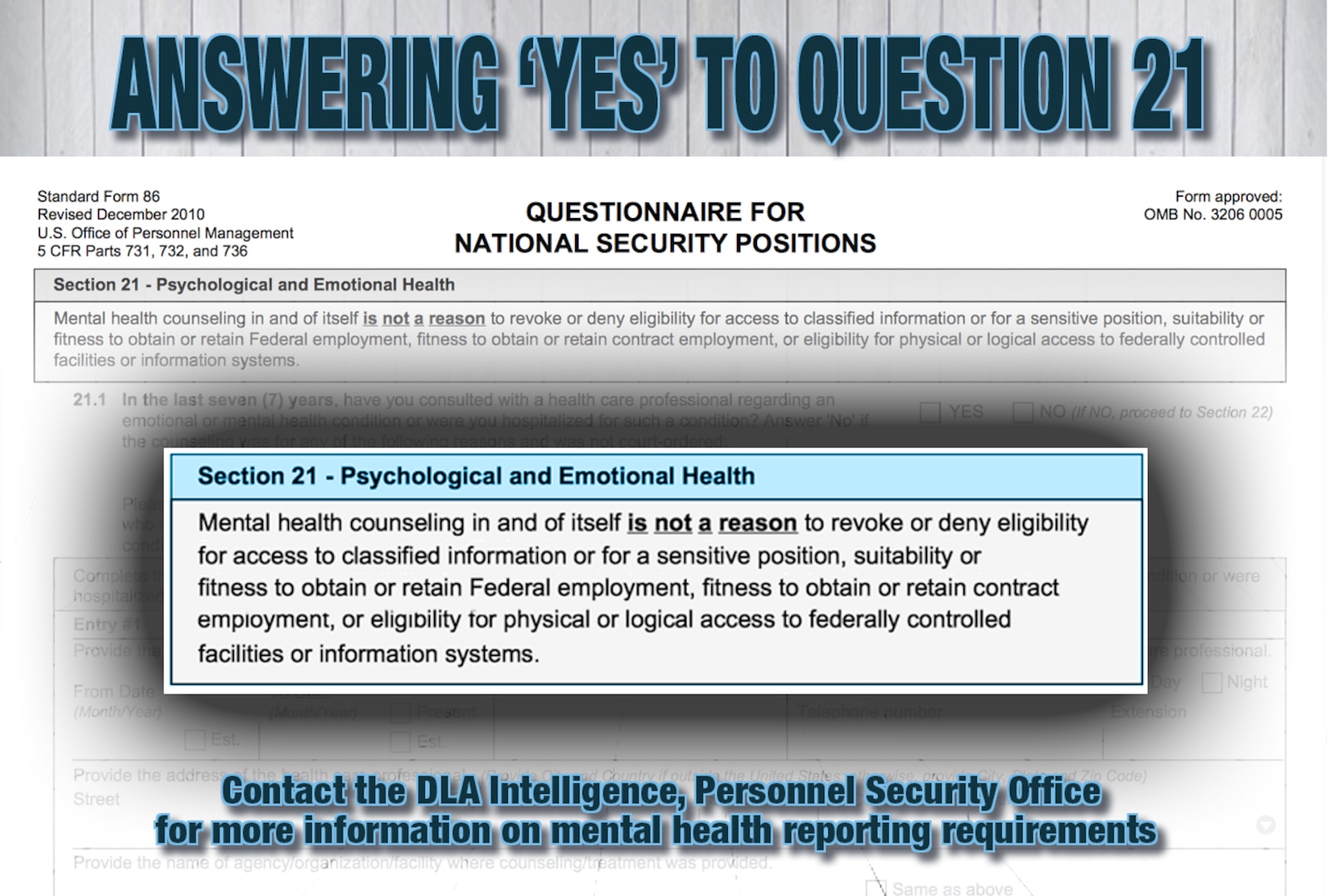 Answering question 21 honestly shows candor and responsibility.