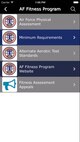 The AF Fitness Program button can be very useful for Reservists to have quick access to information about the fitness program, including charts and information about how to appeal a fitness assessment.  (U.S. Air Force Graphic / Michael Dukes)