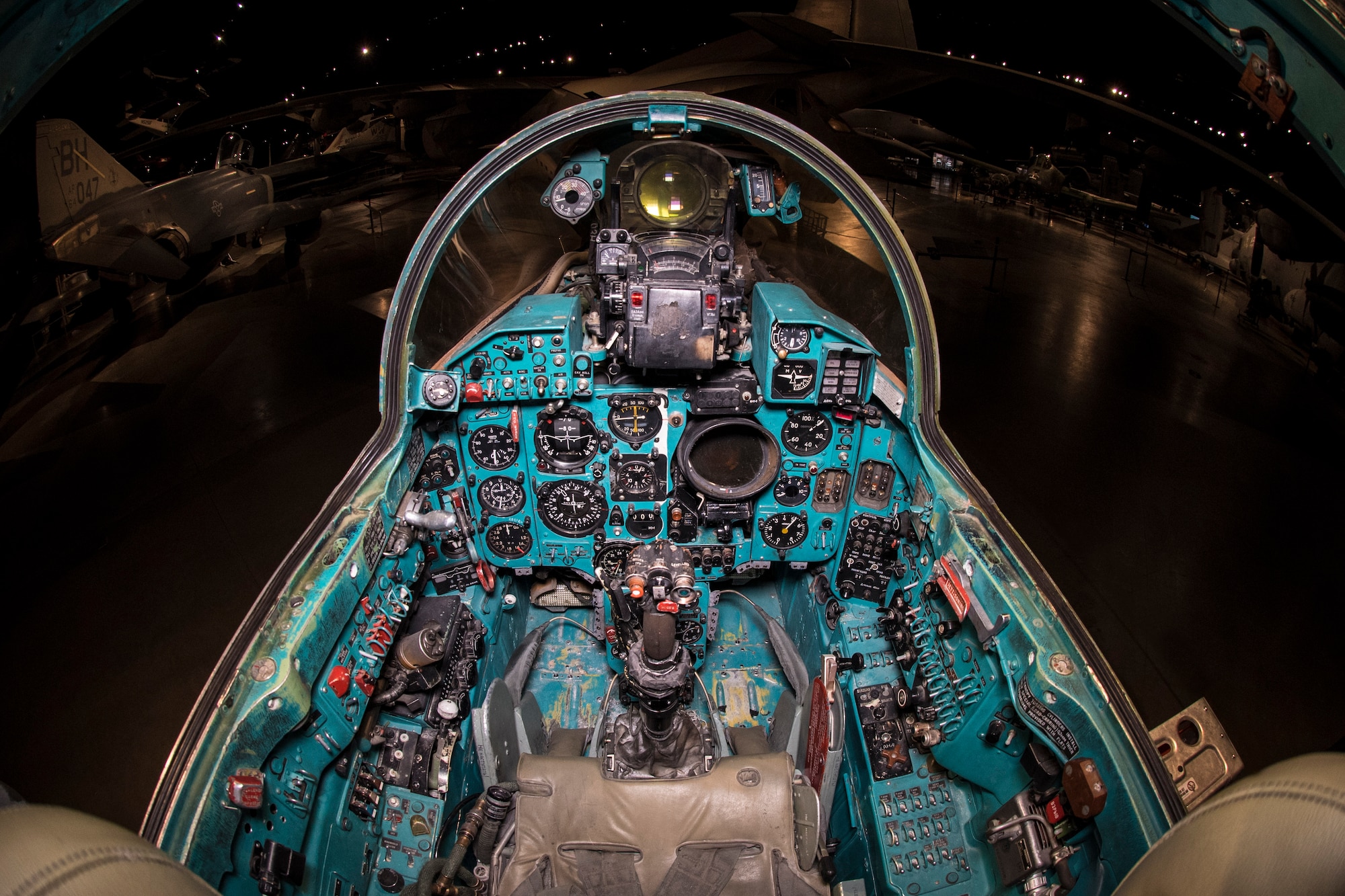 DAYTON, Ohio -- The Mikoyan-Gurevich MiG-23MS “Flogger-E” cockpit view in the museum's Cold War Gallery. (U.S. Air Force photo by Ken LaRock) 