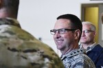 Gen. Joseph Lengyel, chief of the National Guard Bureau, listens to a brief about the F-35 joint strike fighter's capabilities during a visit to Volk Field Combat Readiness Training Center on May 5, 2017, to observe Northern Lightning, an annual counterland training exercise that began May 1 and will end May 12. 