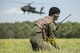 2nd Lt. Mark Pierce radios a rescue helicopter during the combined arms demonstration hosted by the South Carolina Guard Air & Ground Expo at McEntire Joint National Guard Base, South Carolina, May 6, 2017. This expo is to showcase the abilities of South Carolina National Guard Airmen and Soldiers while saying thank you for the support of fellow South Carolinians and the surrounding community. (U.S. Army National Guard photo/Sgt. Brian Calhoun)