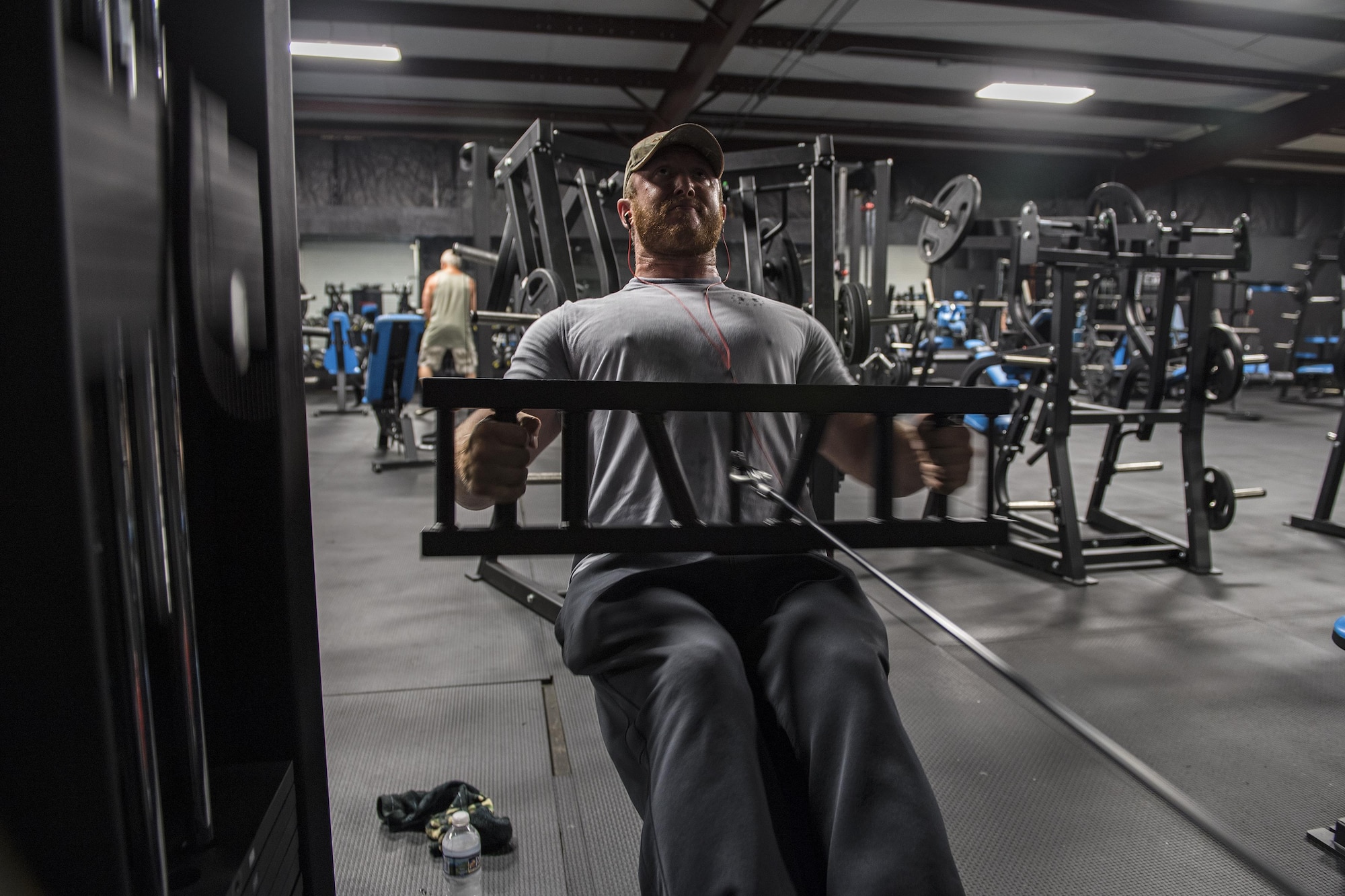 Staff Sgt. Nicholas Worley, 23d Civil Engineer Squadron electrical systems craftsman, works out, April 18, 2017, in Valdosta, Ga. In January 2012 Worley was diagnosed with Chronic Myelogenous Leukemia, an uncommon form of blood-cell cancer that starts in the blood-forming bone marrow cells. He’s currently in remission and goes to the cancer center every three months to ensure his treatment is still working. “The gym plays a major part in my remission status because I can see my body progressing and getting stronger and I know I’m not feeling sick,” said Worley. (U.S. Air Force Photo by Senior Airman Janiqua P. Robinson)