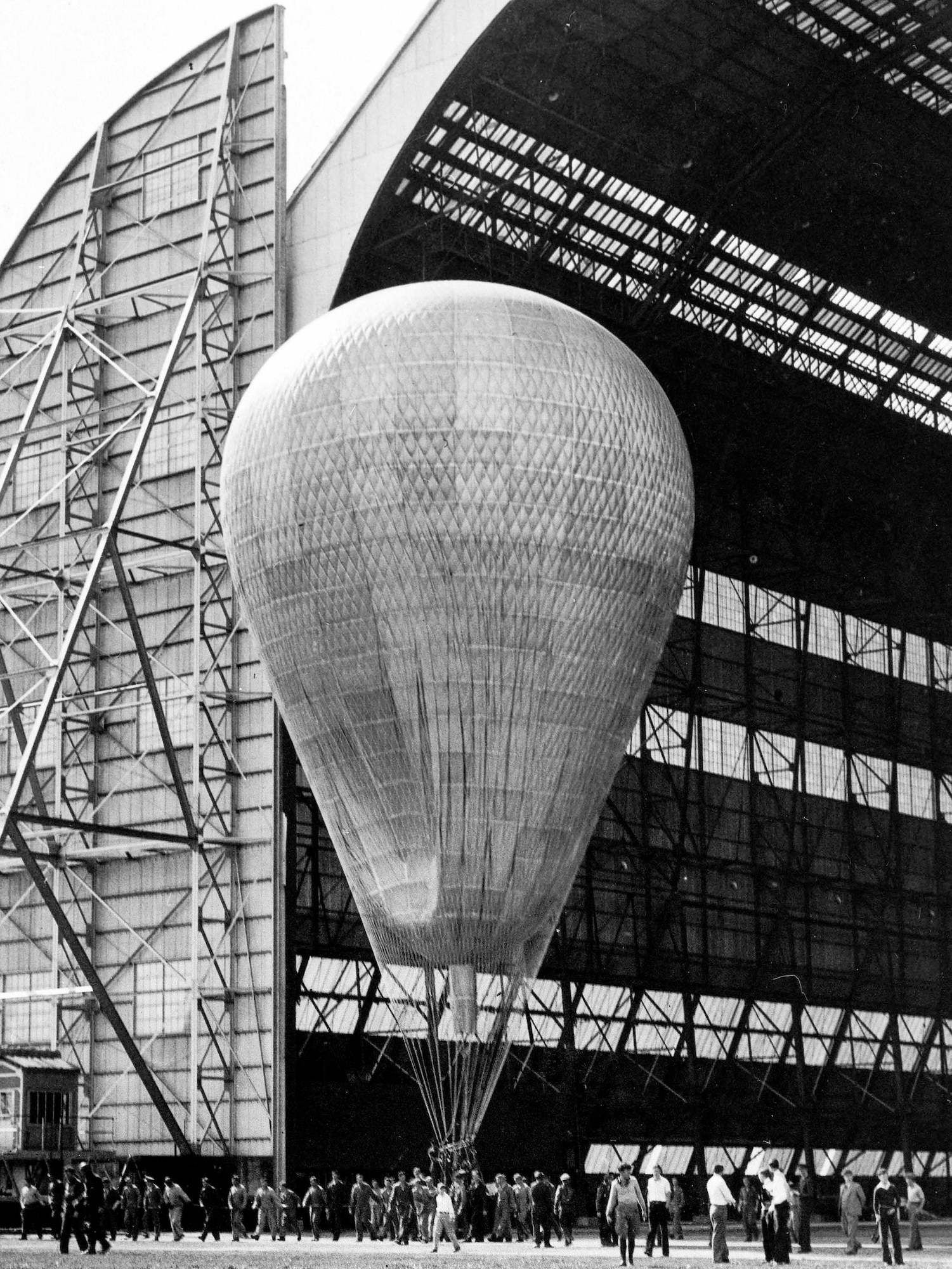 Pictured is the Goodyear Zeppelin Corporation’s three million cubic foot balloon, which was the largest balloon ever made. Maj. William Kepner was appointed to pilot the craft. Capt. Albert Stevens and Capt. Orvil Anderson accompanied him as the alternate pilot and organizer of the expedition camp dubbed the “Stratobowl.”