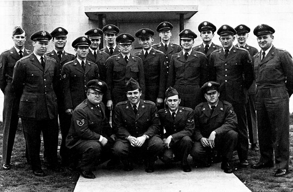 Radar operators pose for a photo in 1953 at the Belleville Air Force Station at Turkey Hill, Belleville. These Airmen were assigned to the 798th Aircraft Control and Warning Squadron, which was responsible for monitoring the skies for hostile airborne objects in the metro-east, including the St. Louis metropolitan area. These particular Airmen were tasked with continuous detection, identification, and monitoring of aircraft. The call sign they used to communicate with F-86 pilots at Scott Air Force Base and with other air defense centers was “Agony,” so named as to be random for security and reporting purposes.