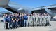 Air Force ROTC Detachment 105 cadets from the University of Colorado Boulder pose for a photo near a C-130 Hercules   during a tour at Peterson Air Force Base, Colo., May 5, 2017. The cadets also had the opportunity to fly aboard a local C-130 training mission with the Air Force Reserve as part of their visit. (U.S. Air Force photo/Staff Sgt. Frank Casciotta)