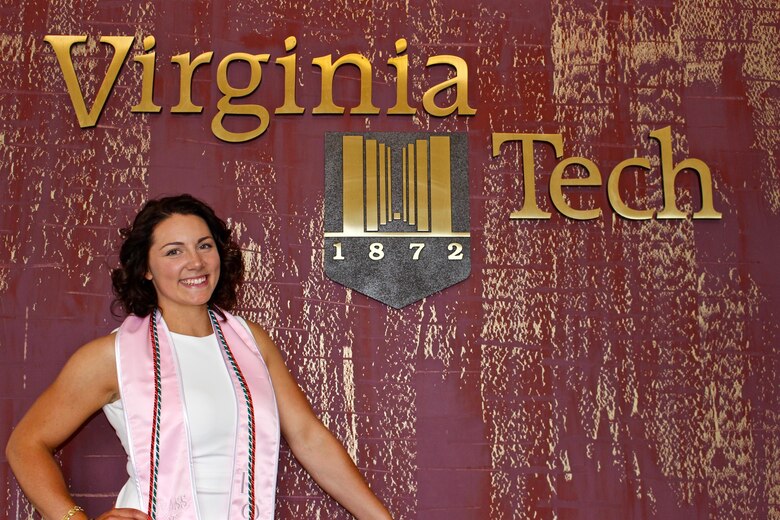 Candidate Elaine Lewis, president of the Gamma Phi Beta Sorority at Virginia Tech, will graduate May 12, 2017, and commission as a Marine Corps second lieutenant May 13, 2017, at the Virginia Tech War Memorial. Lewis, 22, from Stafford, Va., has always had a passion for leadership and will follow her father and younger sister into the Corps. (Photo Courtesy of Elaine Lewis)