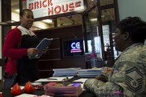 U.S. Air Force Senior Master Sgt. Tameka Coates, 52nd Medical Support Squadron Superintendent, greets a blood donor during an Armed Services Blood Program blood drive in the Brick House at Spangdahlem Air Base, Germany, May 10, 2017. The ASBP Europe makes regularly scheduled visits to military bases throughout the continent to collect blood to redistribute to service members and their families in need.