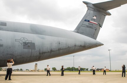 Members of the Department of Defense Executive Leadership Development Program tour a C-5M Super Galaxy aircraft May 10, 2017 at Joint Base San Antonio-Lackland, Texas.  (U.S. Air Force photo by Benjamin Faske)