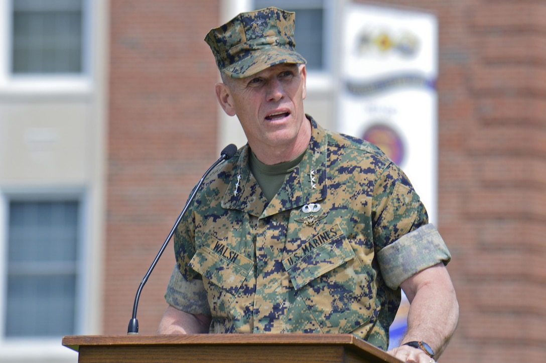 Lt. Gen. Robert Walsh, commander of Marine Corps Combat Development Command, spoke at the ceremony saying that Quantico has evolved into a unique installation, a place where concepts and ideas are born and experiments are done influencing the entire Marine Corps. Walsh said he if the first years of Quantico are any indication, that great things are ahead for the Marine Corps as well as other military services, in the future.
