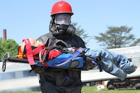 A U.S. Army Reserve firefighter with the 468th Engineer Detachment, Danvers, Massachusetts, carries a casualty to safety after being rescued from a train derailment exercise, part of Guardian Response 17 at Muscatatuck Urban Training Center, Butlerville, Indiana, May 7, 2017.
Nearly 4,100 Soldiers from across the country are participating in Guardian Response 17, a multi-component training exercise to validate U.S. Army units’ ability to support the Defense Support of Civil Authorities (DSCA) in the event of a Chemical, Biological, Radiological, and Nuclear (CBRN) catastrophe.