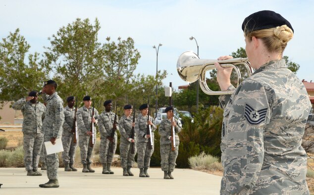 412th Security Forces Squadron members at last year's National Police Week retreat ceremony. (U.S. Air Force photo by Christopher Ball)