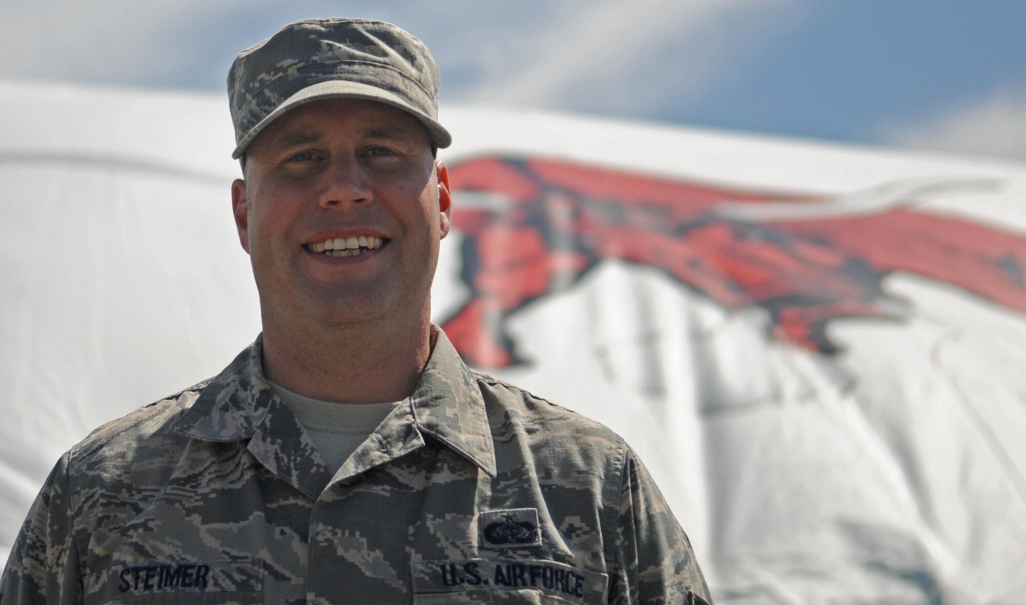 Tech. Sgt. Michael Steimer, 9th Force Support Squadron the noncommissioned officer in charge of the community partnership office, poses for a photo May 11, 2017, at Beale Air Force Base, Calif. (U.S. Air Force photo/Airman 1st Class Douglas P. Lorance)