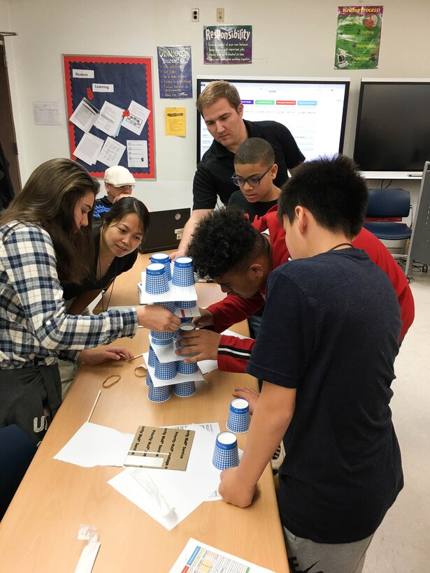 Volunteers from the Far East District held a Science, Technology, Engineering and Mathematics (STEM) event at Seoul American Middle School, May 11. This program partners the Corps of Engineers with the Department of Defense Dependent Schools, or DoDDS, Korea promoting STEM. 