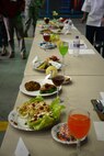 Gourmet style dishes from the Meal Ready to Eat Bake-Off competition sit on display May 9, 2017, on RAF Mildenhall, England. Base leadership and honorary commander teams create main dishes, side dishes, desserts and drinks with two MREs. (U.S. Air Force photo by Senior Airman Christine Groening) 